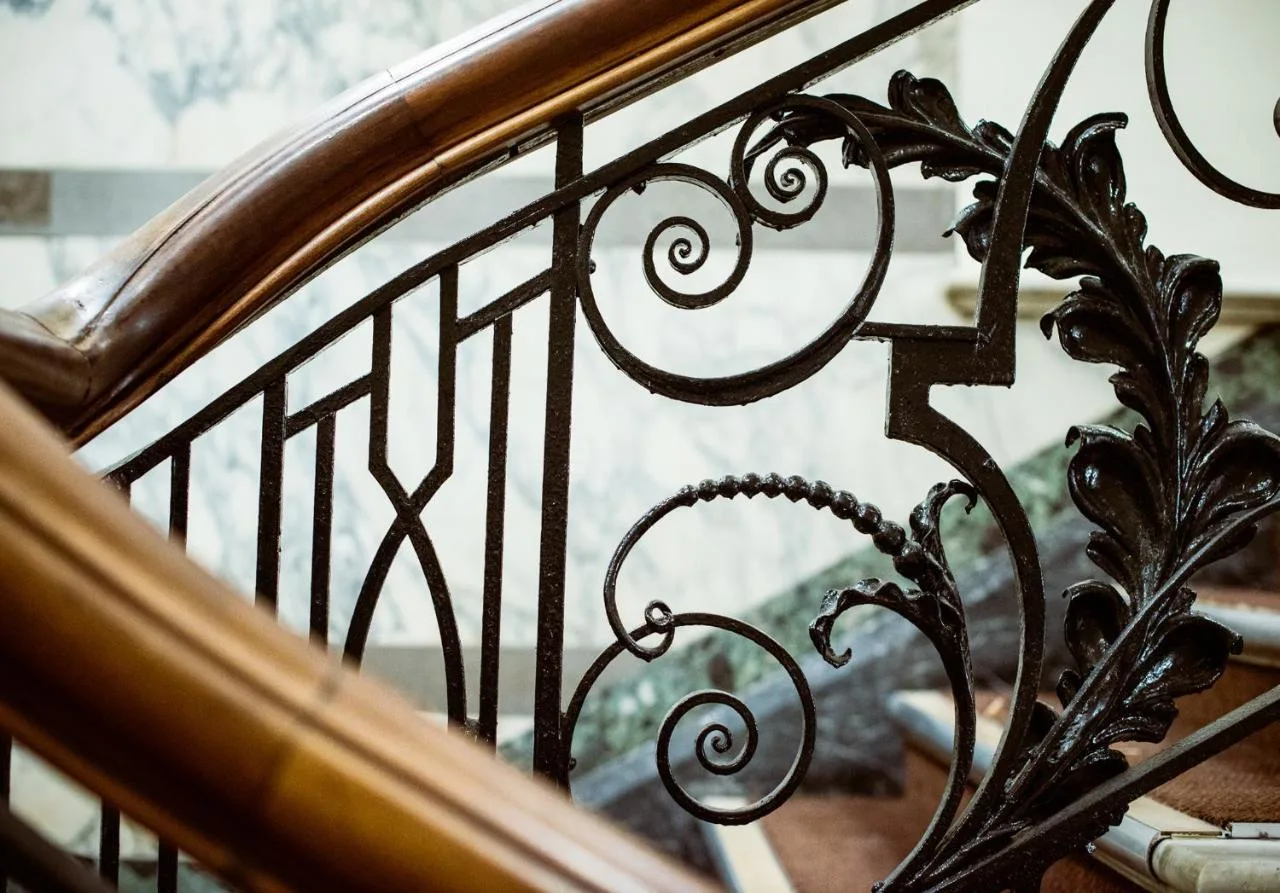 a close up of a wrought iron railing at Grey Street Hotel in Newcastle upon Tyne